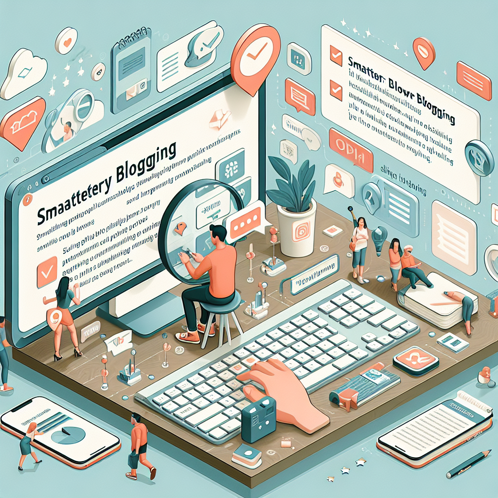 Illustration of user selecting keywords in a keyboard and notebook flatlay setting, with a creative mood.