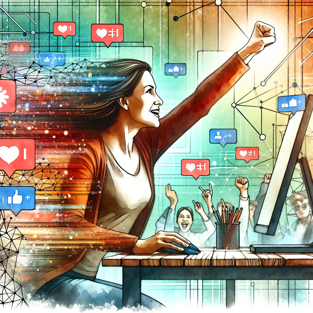 Illustration of individual launching campaign in a abstract tech patterns setting, with a inspired mood.