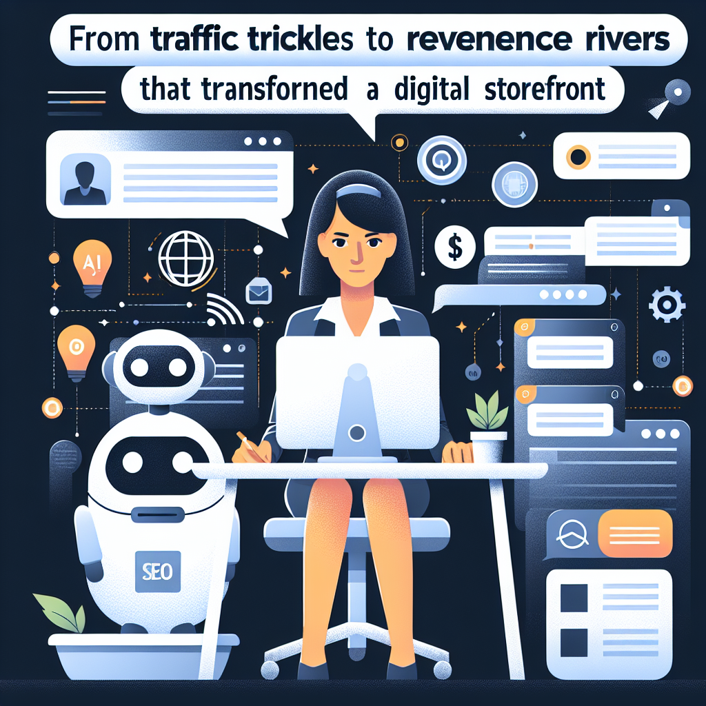 Illustration of ai bot assisting marketer in a dark mode user interface setting, with a determined mood.