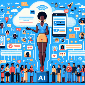 Illustration of individual launching campaign in a cloud-based frameworks setting, with a creative mood.