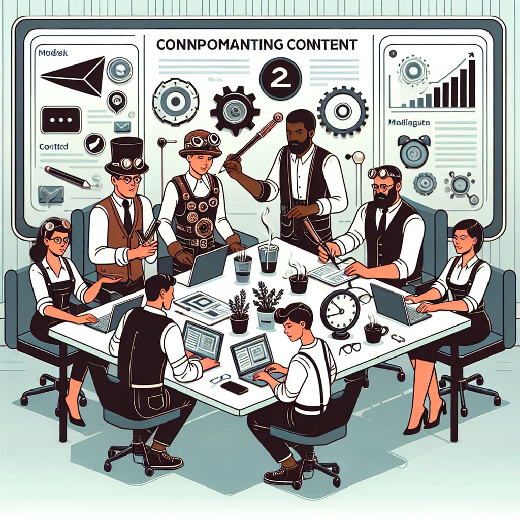 Illustration of team planning content in a minimal office desk setting, with a relaxed mood.